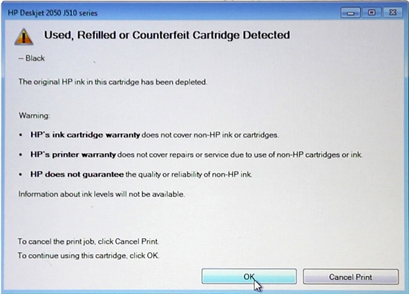 Maak leven chef Exclusief HP printers - "Counterfeit ink cartridge" error messages – Printerinks